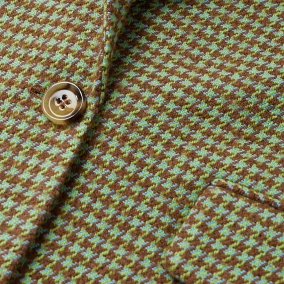Mango Blazer Houndstooth Oversized Green - Picture 3 of 9